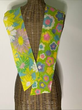 MOD PAIR Vintage 1960’s Floral Scarves in a Riot of Retro Colors FLOWER POWER